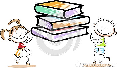 Kids holds with books Vector Illustration