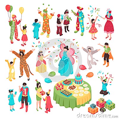 Kids Holidays Animator Set Vector Illustration