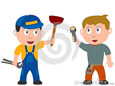 Kids and Jobs - Workers Vector Illustration