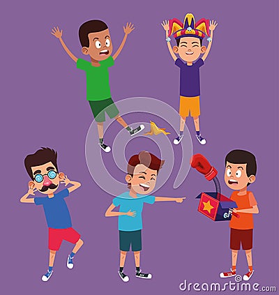 Kids with jokes cartoons Vector Illustration