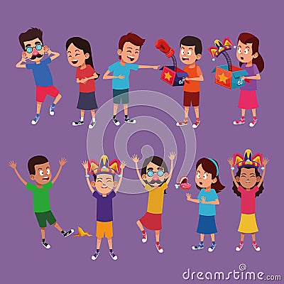 Kids with jokes cartoons Vector Illustration