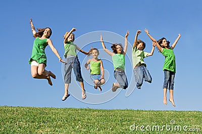 kids jumping Stock Photo