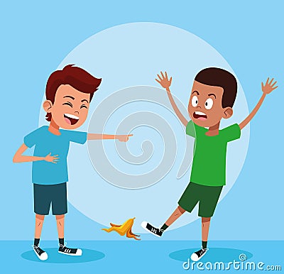 Kids laughing with jokes Vector Illustration