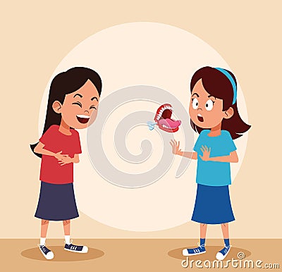 Kids laughing with jokes Vector Illustration