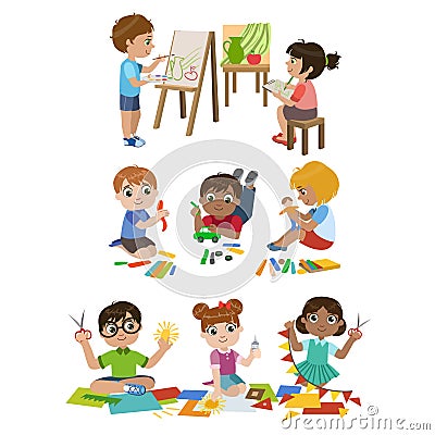 Kids Learning Craft Vector Illustration