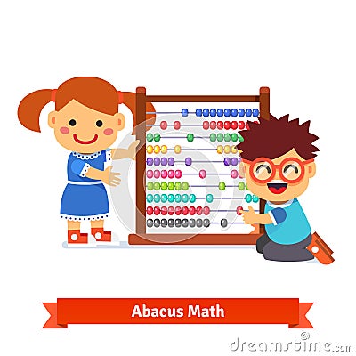 Kids are learning math Vector Illustration