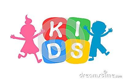 Kids logo.Happy kids vector illustration. Vector Illustration