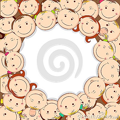 Kids Looking Upward Vector Illustration