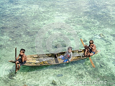 Kids at Mabul island, Malaysia Editorial Stock Photo