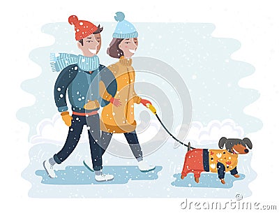 Kids making a snowman on a sunny day vector illustration Vector Illustration
