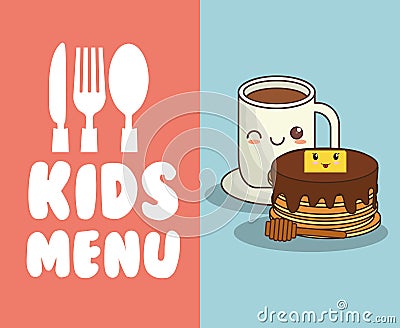 Kids menu restaurant breakfast nutrition Vector Illustration