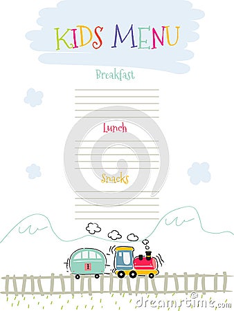 Kids menu vector template Vector Illustration