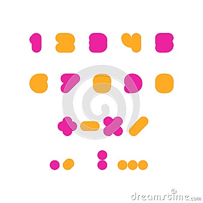 Kids multicolored set of rounded bolld numbers. Vector Illustration