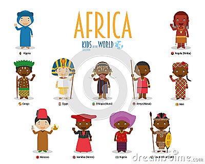 Kids and nationalities of the world vector: Africa. Vector Illustration