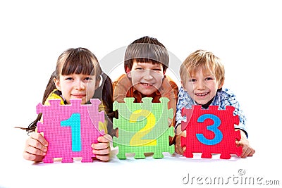 Kids with numbers Stock Photo