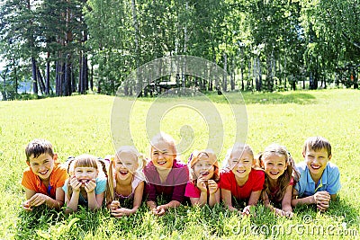 Kids outside in park Stock Photo