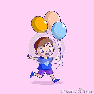 Kids play balloon vector illustration Vector Illustration