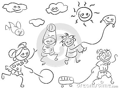 Kids play Vector Illustration