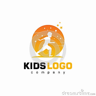 Kids play logo vector design concept Stock Photo
