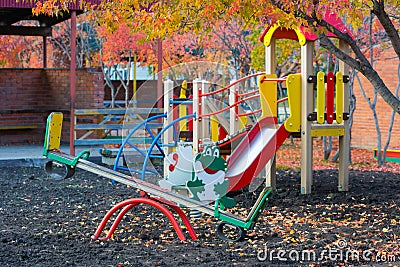 Kids playground in autumn Stock Photo