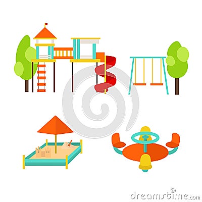 Kids Playground with Elements. Vector Vector Illustration