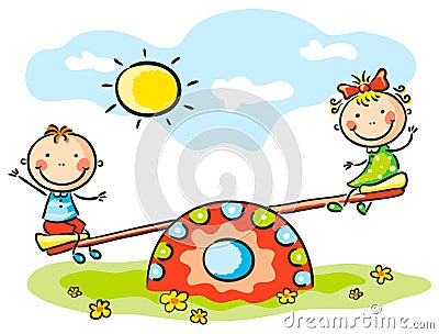 Kids at the playground Vector Illustration