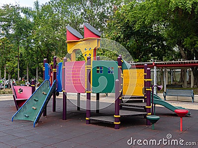 Kids playground at park Stock Photo