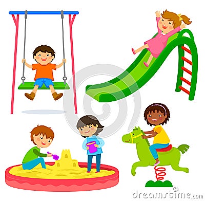 Kids in the playground Vector Illustration