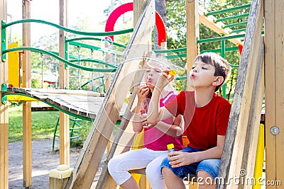 Kids on playground Stock Photo