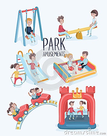 Kids at the playground Vector Illustration