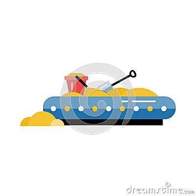 Kids playground vector sandpit in flat design. Children play are Vector Illustration