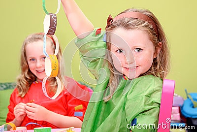 kids playing art and craft Stock Photo