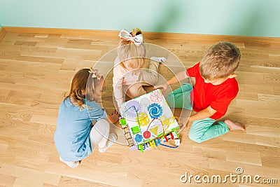 Kids playing at day care. Top view Stock Photo