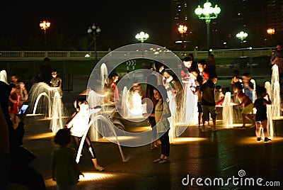 Kids Playing during hot Summer in Sharjah Editorial Stock Photo