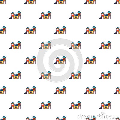 Kids playing house pattern seamless Vector Illustration