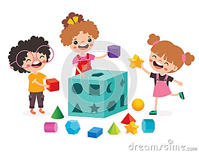 Kids Playing With Shape Sorter Toy Stock Photo