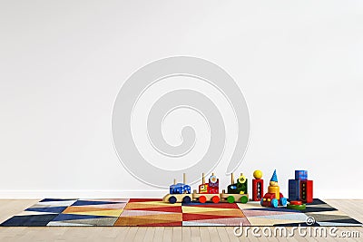 Kids Playroom Interior Wall Mockup - 3d Rendering, 3d Illustration Stock Photo