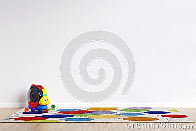 Kids Playroom Interior Wall Mockup - 3d Rendering, 3d Illustration Stock Photo