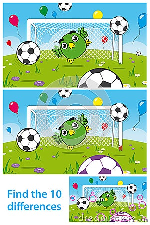 Kids puzzle with cute bird goalkeeper Vector Illustration