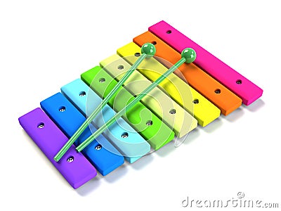 Kids rainbow wooden xylophone Stock Photo