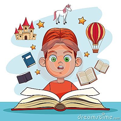 Kids reading fairy tales Vector Illustration