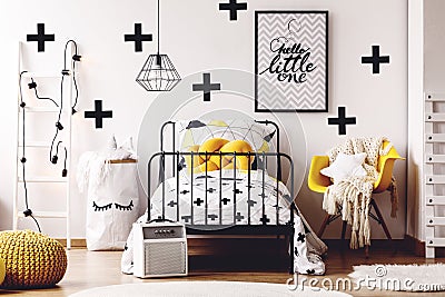 Kids room with yellow furniture Stock Photo