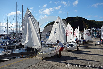 Kids with sailing boats Editorial Stock Photo