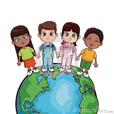 Kids saving world Vector Illustration