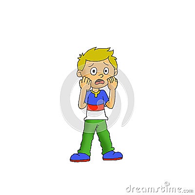 Kids scared expression feeling cartoon illustration Cartoon Illustration