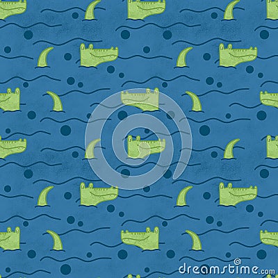 Kids seamless crocodile pattern for fabrics and textiles and packaging and gifts and cards and linens and wrapping paper Stock Photo