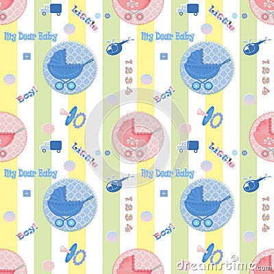 Kids seamless pattern with carriage background Stock Photo