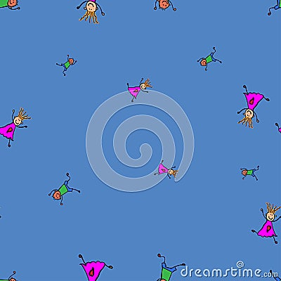 Kids seamless pattern in doodle style Vector Illustration