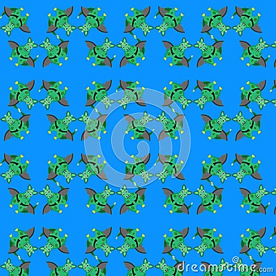 Kids seamless pattern with green cartoon dragon Vector Illustration