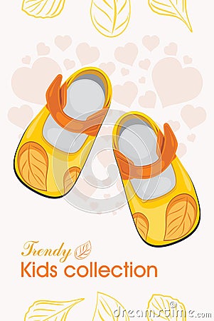 Kids shoes. Trendy collection. Label for design Vector Illustration